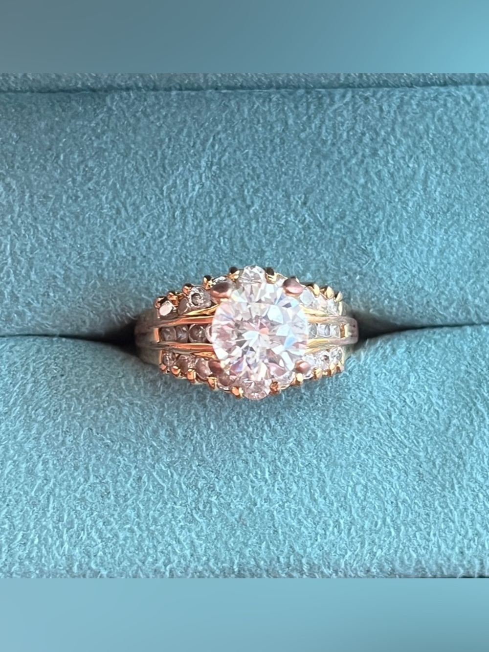 Gold-Tone-Round Cubic Zirconia
Fashion Ring w/ Diamond Accent Sz 7